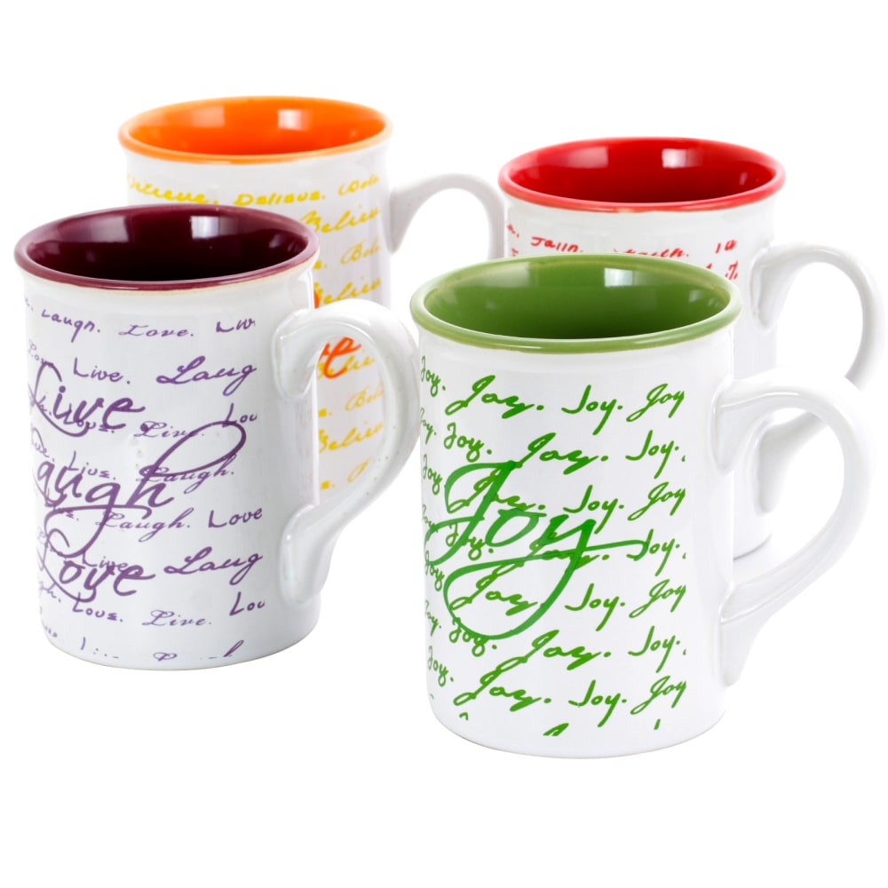 Gibson Inspirational Words 4-Piece Mug Set, 16 Oz, Assorted Colors MPN:995106395M