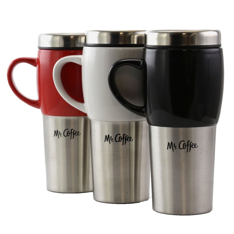 Mr. Coffee Traverse 3-Piece Travel Mug Set, 16 Oz, Red/Black/White MPN:995112241M