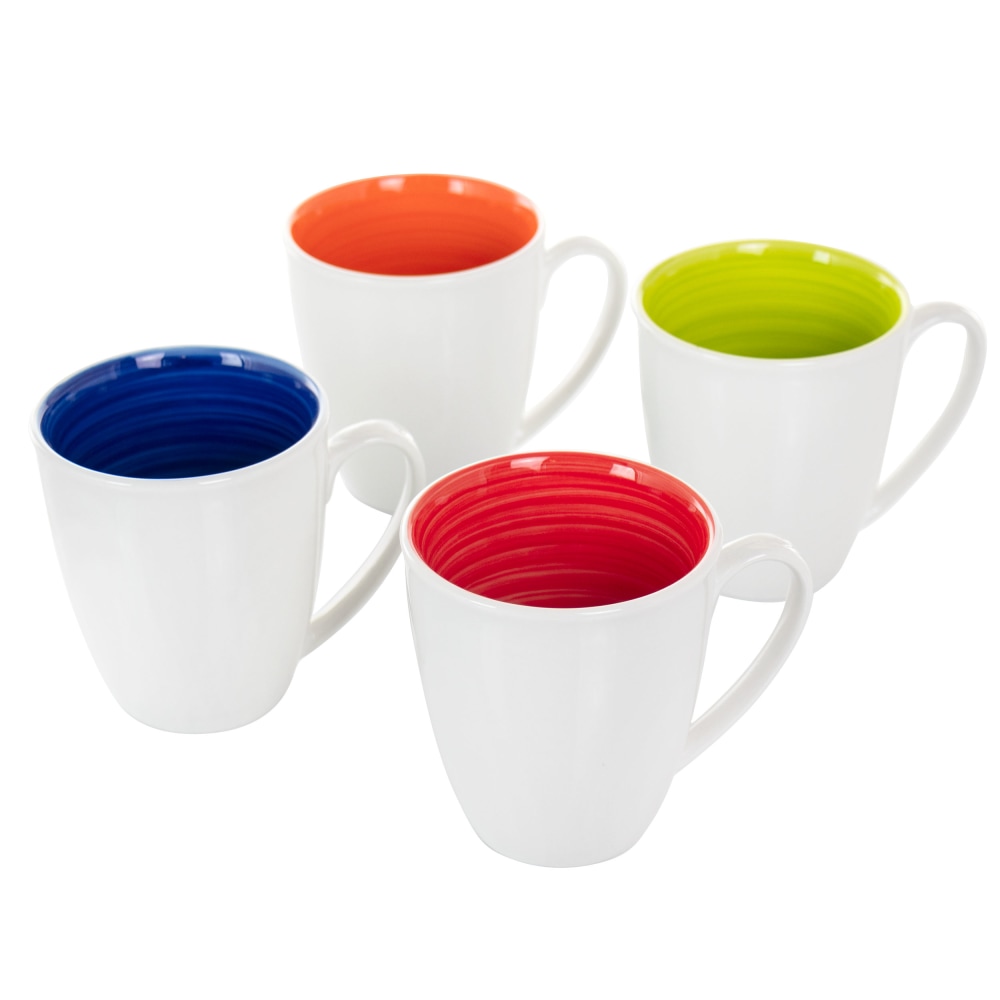 Gibson Home Crenshaw 4-Piece Ceramic Mug Set, 12 Oz, Assorted Colors, 995114939M MPN:995114939M