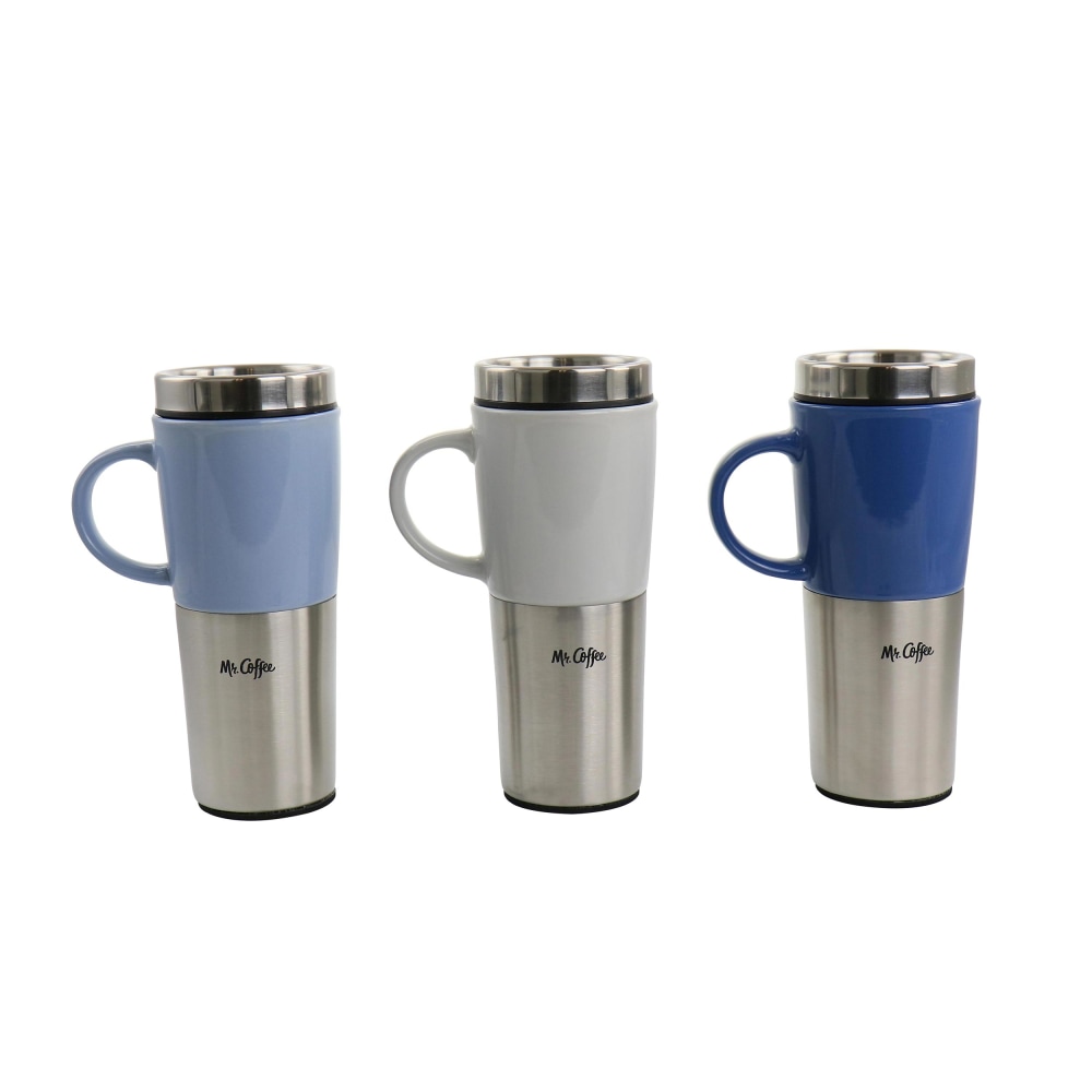 Mr. Coffee Travertine Travel Mug Set, 16 Oz, Assorted Colors MPN:995116919M