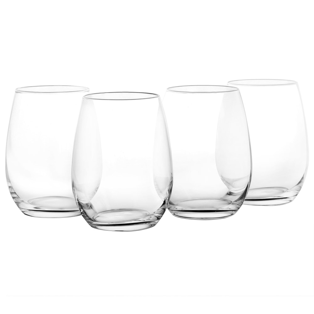 Martha Stewart 4-Piece Stemless Wine Glass Set, 19 Oz, Clear MPN:995118003M