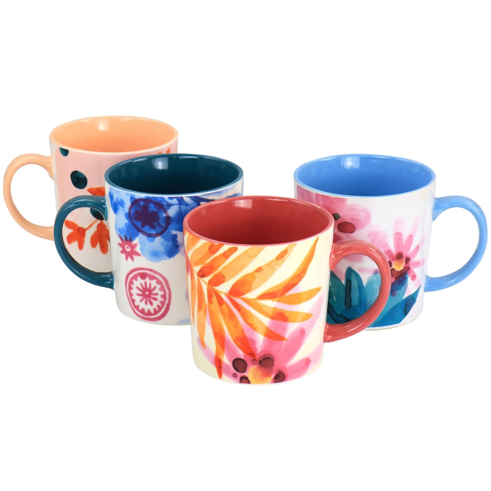 Spice by Tia Mowry Goji Blossom Fine Ceramic 4-Piece Mug Set, 17 Oz, Multicolor MPN:995118327M