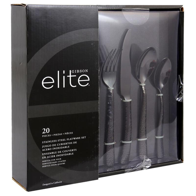 Gibson Elite Stonehenge 20-Piece Flatware Set, Black MPN:995100553M