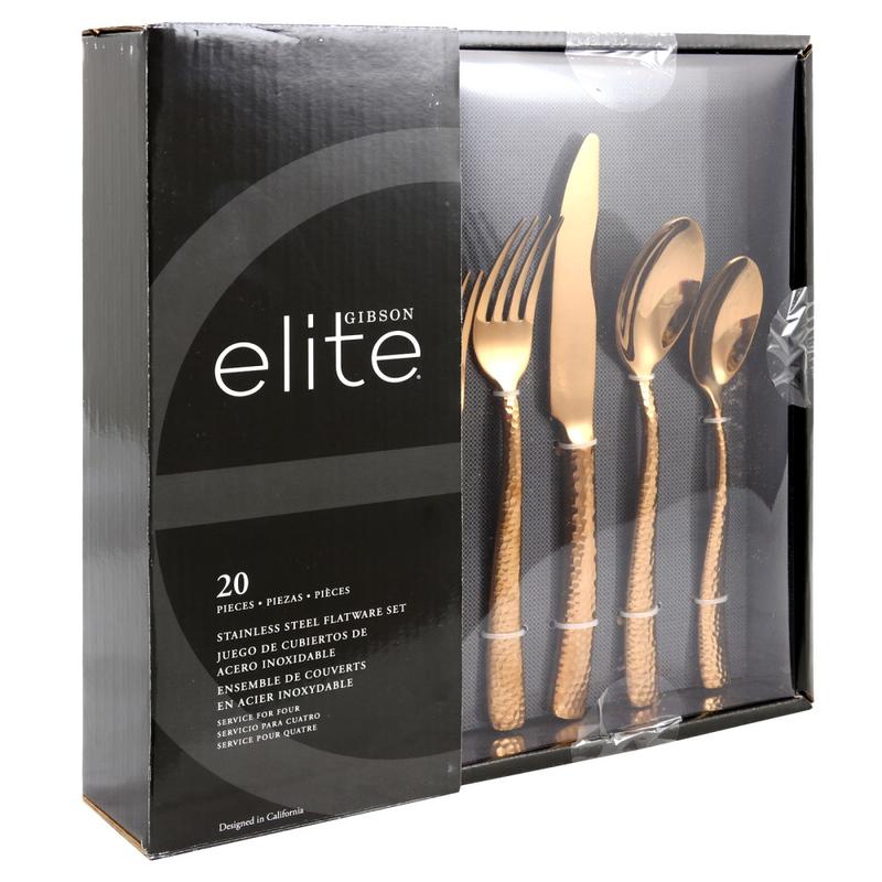 Gibson Elite Stonehenge 20-Piece Flatware Set, Rose Gold MPN:995100554M