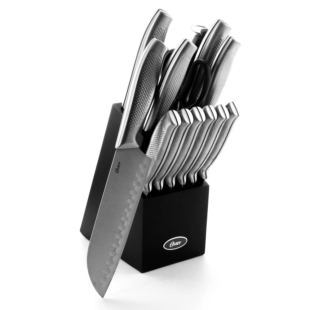 Oster Edgefield 14-Piece Stainless-Steel Cutlery Knife Set With Knife Block, Silver/Black MPN:995101074M