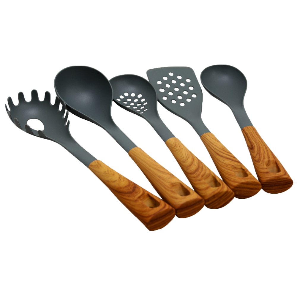 Oster Everwood 5-Piece Kitchen Nylon Tools Set, Brown/Gray MPN:995101199M
