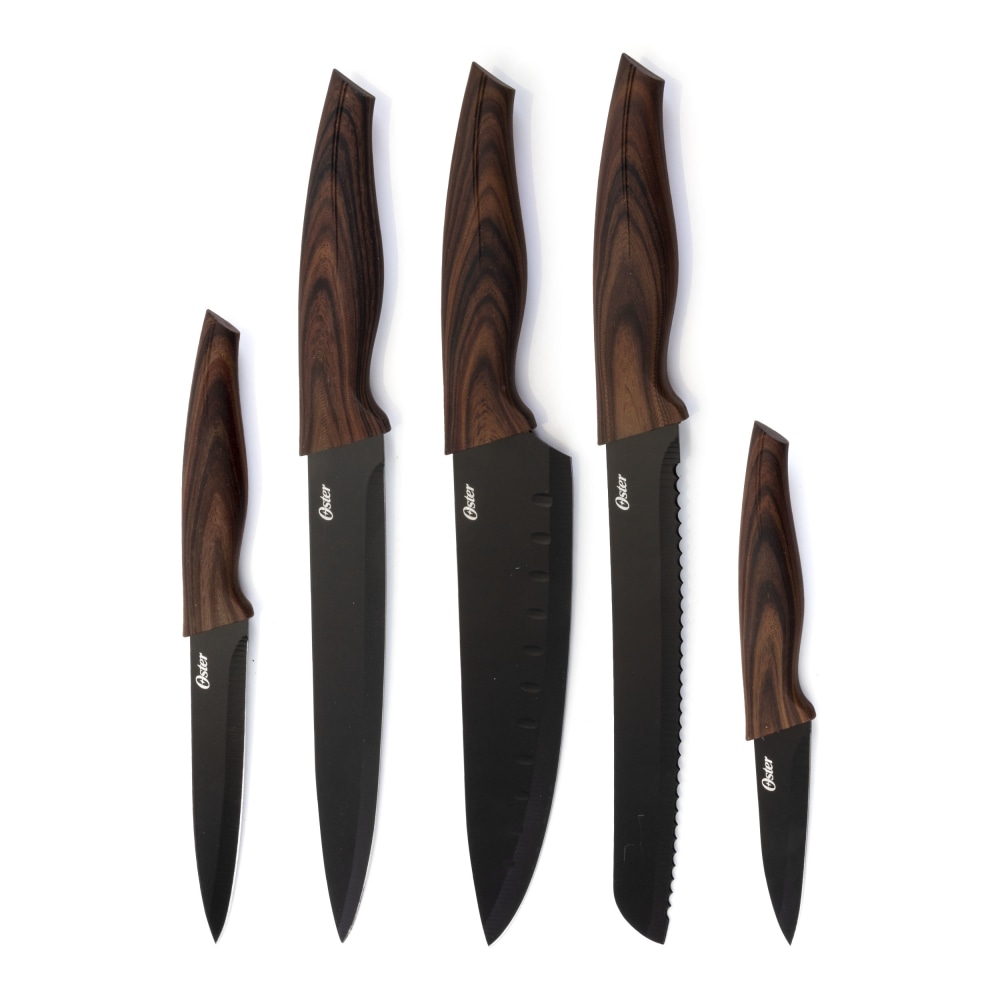Oster Godfrey 5-Piece Stainless-Steel Cutlery Set, Black/Wood Print MPN:995112840M