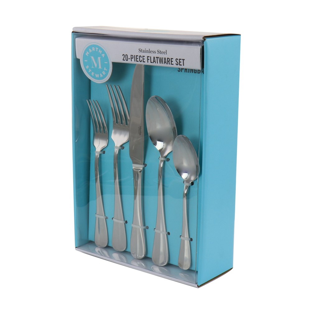 Martha Stewart Springbank Stainless-Steel 20-Piece Flatware Set, Silver MPN:995116480M