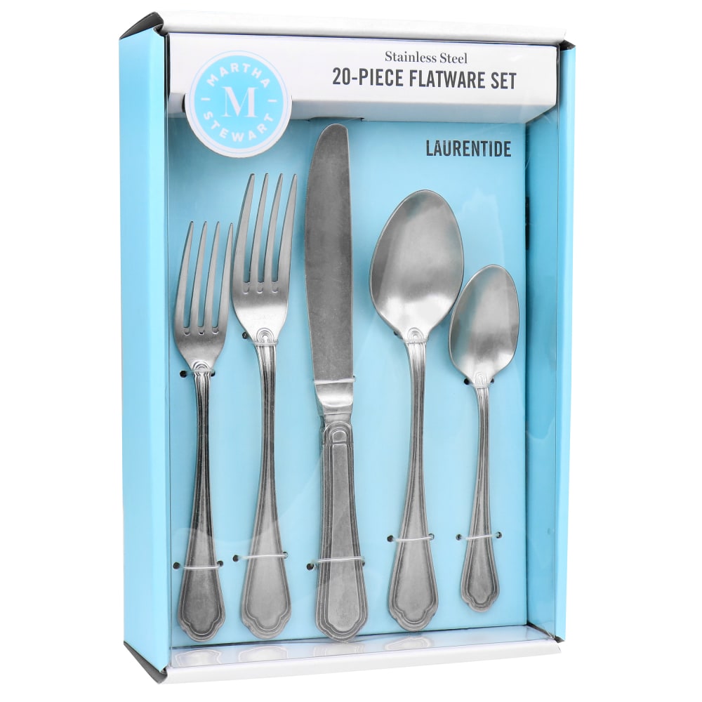 Martha Stewart Laurentide Vintage 20-Piece Stainless Steel Flatware Set, Silver MPN:995117475M