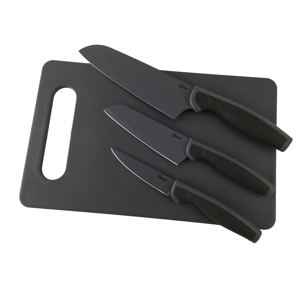 Oster Slice Craft 4-Piece Cutlery Set With Cutting Board, Black MPN:99594676M