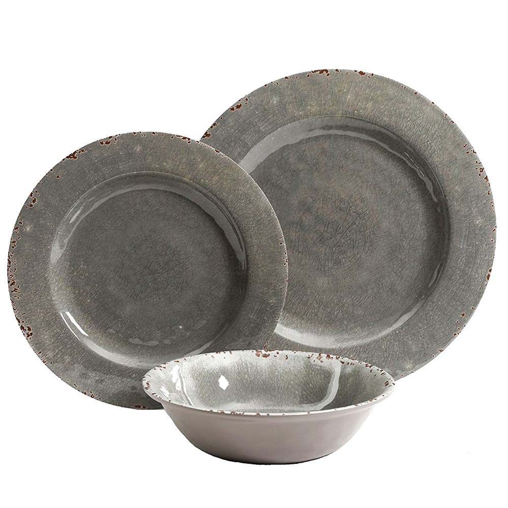 Gibson Studio California Mauna 12-Piece Dinnerware Set, Gray Crackle MPN:995100474M