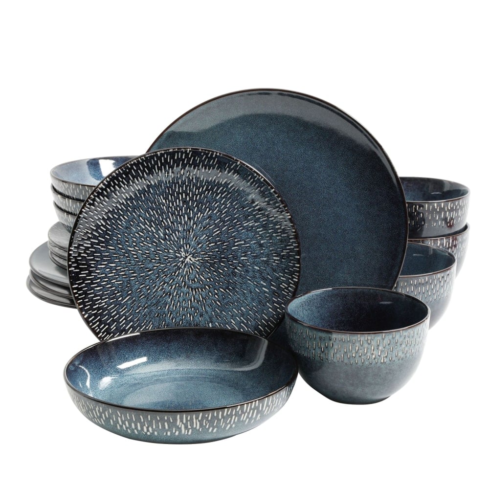 Gibson Elite Matisse 16-Piece Double Bowl Dinnerware Set, Cobalt MPN:995104940M