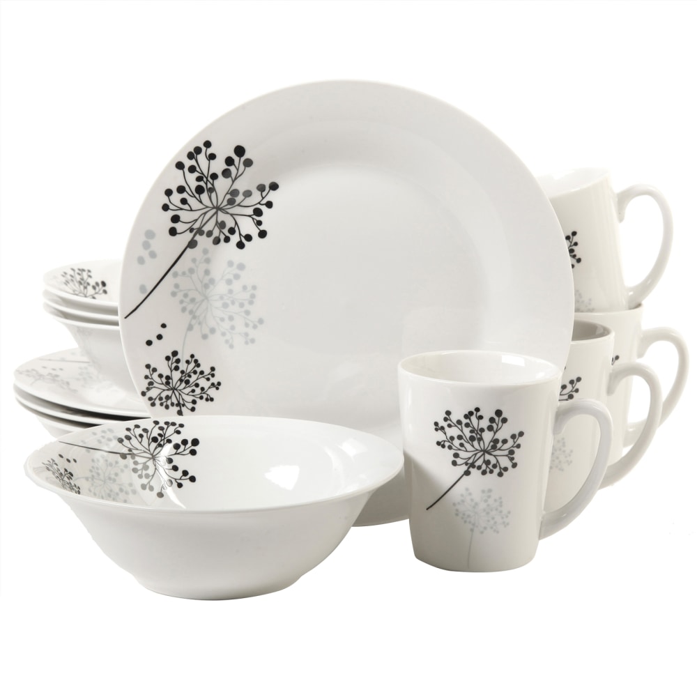 Gibson Netherwood 12-Piece Dinnerware Set, White/Gray, 995105576M MPN:995105576M