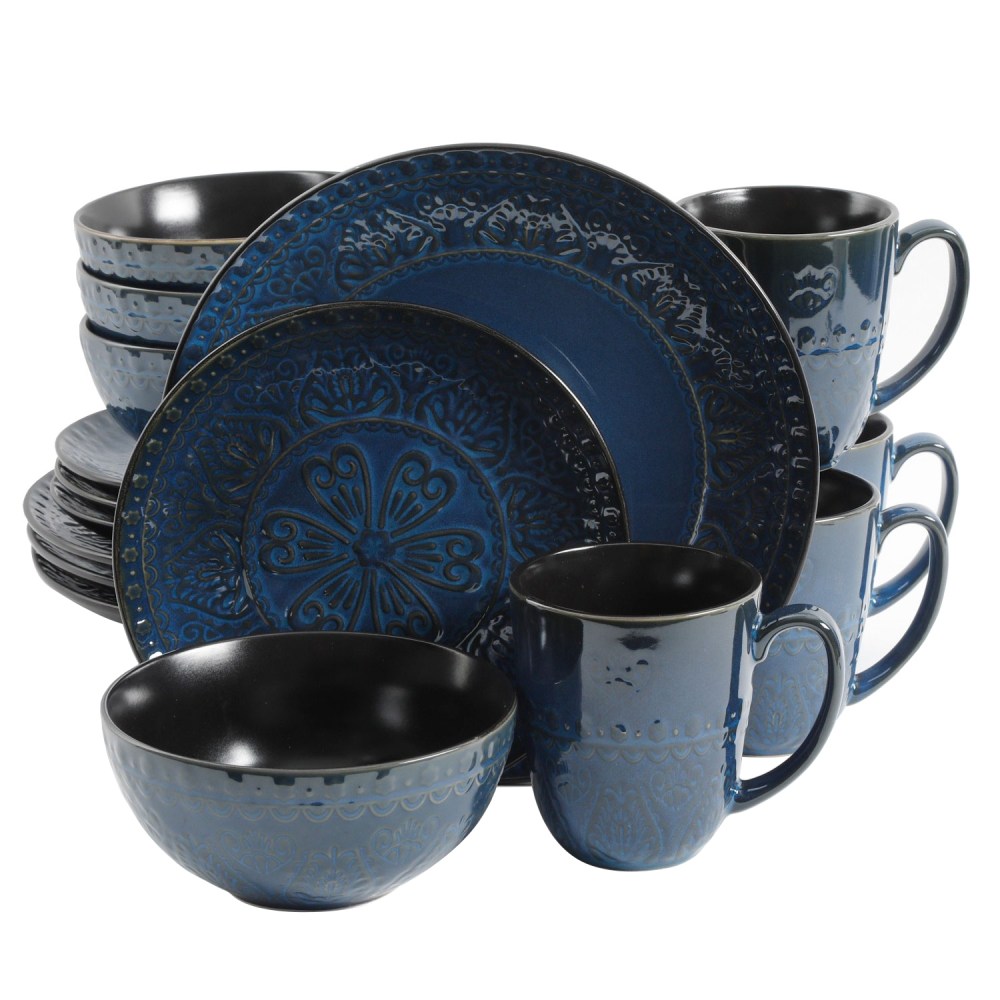 Gibson Elite Milanto 16-Piece Stoneware Dinnerware Set, Blue MPN:995112054M