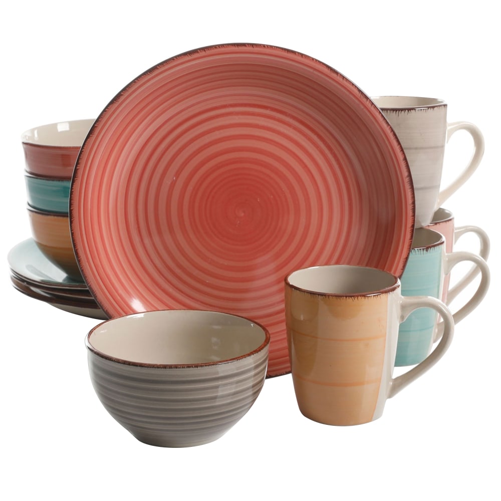 Gibson Home Color Vibes Pastel 12-Piece Stoneware Dinnerware Set, Assorted Colors MPN:995112413M