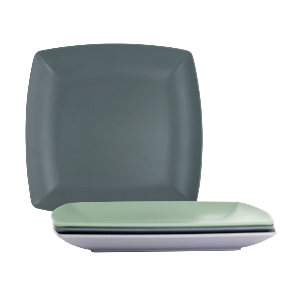 Gibson Home Grayson 4-Piece Square Melamine Dinner Plate Set, 10-1/2in, Assorted Colors MPN:995113943M