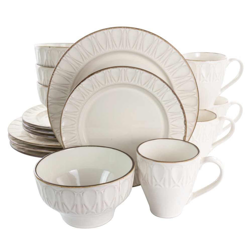 Gibson Elite Golden Halo 16-Piece Stoneware Dinnerware Set, White MPN:995114296M