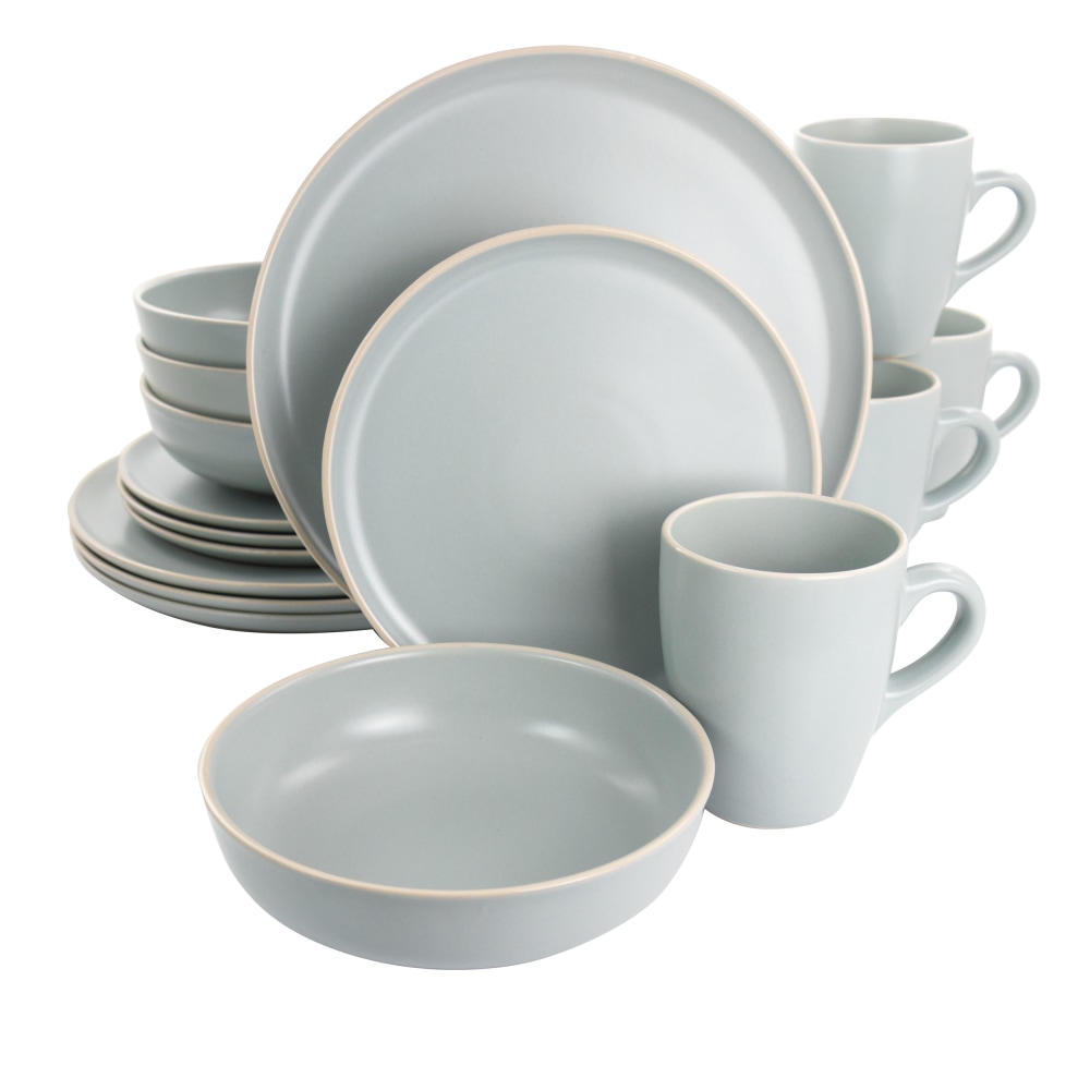Gibson Elite Serenade 16-Piece Round Stoneware Dinnerware Set, Light Gray MPN:995114543M