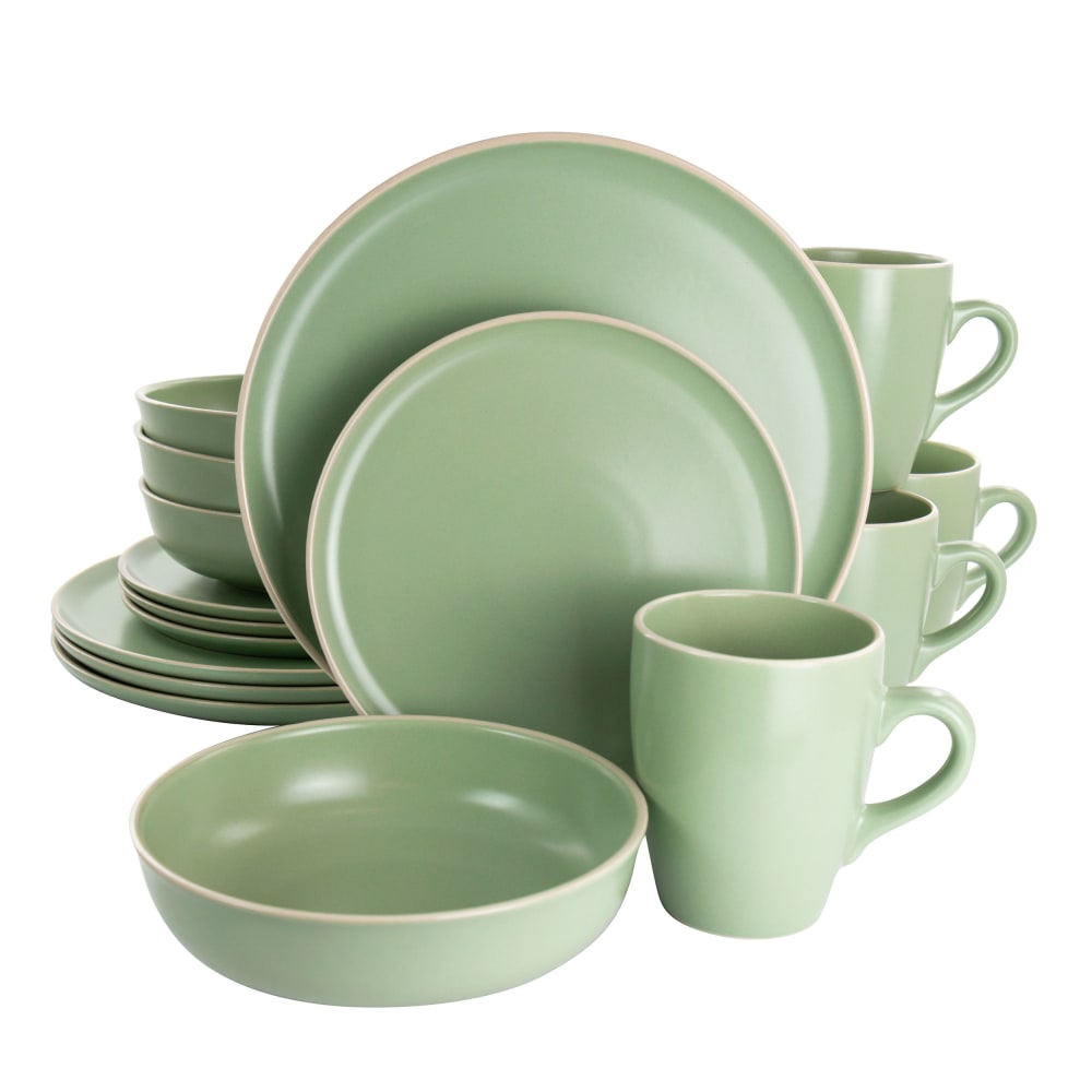 Gibson Elite Serenade 16-Piece Round Stoneware Dinnerware Set, Green MPN:995114545M