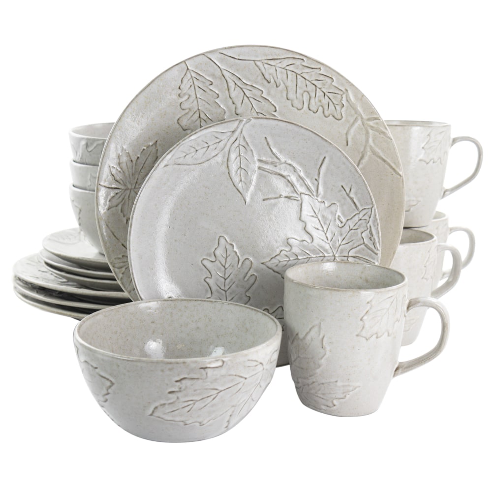 Gibson Elite Naturalia 16-Piece Stoneware Dinnerware Set, Light Gray MPN:995114934M