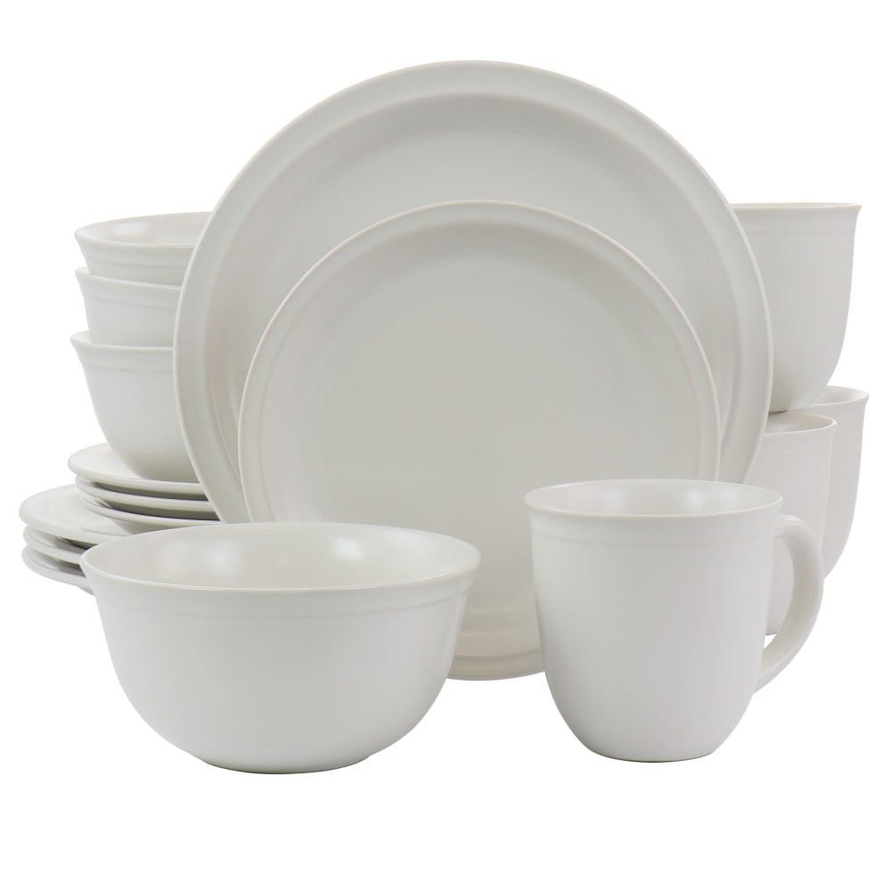 Gibson Home 16-Piece Siam Stoneware Dinnerware Set, White MPN:995115912M
