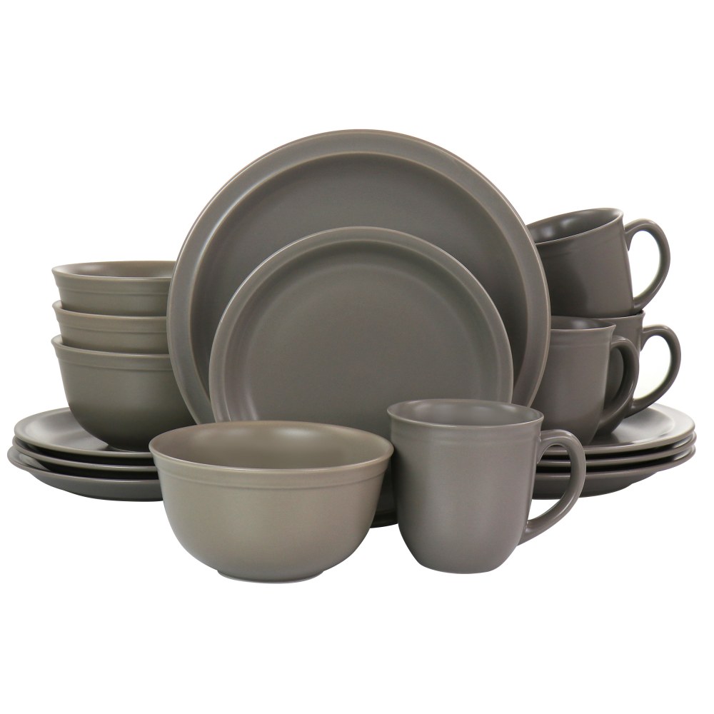 Gibson Home 16-Piece Siam Stoneware Dinnerware Set, Warm Gray MPN:995115916M