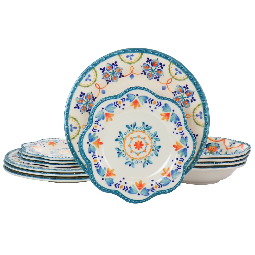 Gibson Home 12-Piece Tamara Melamine Dinnerware Set, White Floral MPN:995115918M