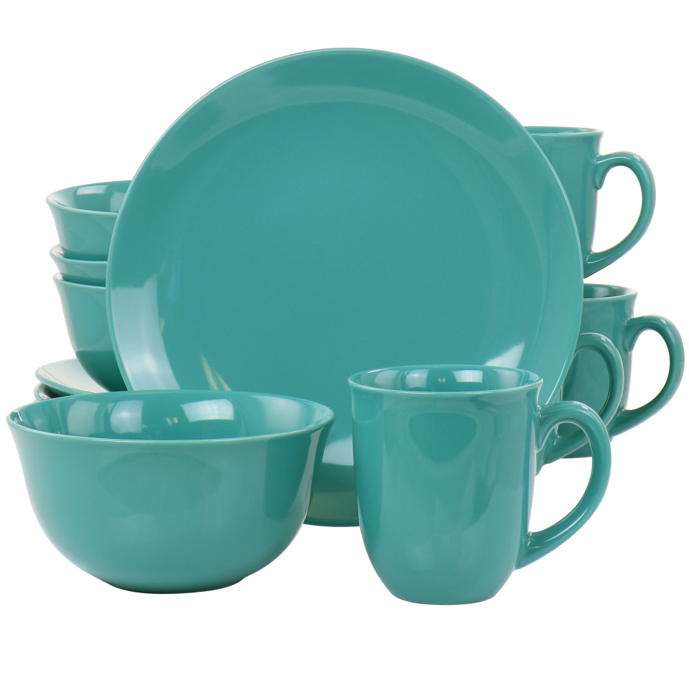 Gibson Home Mercer 12-Piece Round Stoneware Dinnerware Set, Teal MPN:995116137M