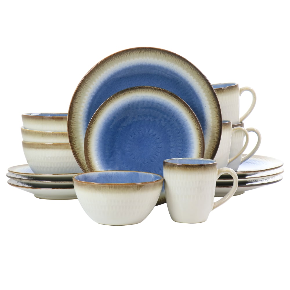 Gibson Elite Moonstruck 16-Piece Ceramic Dinnerware Set, Blue MPN:995116142M