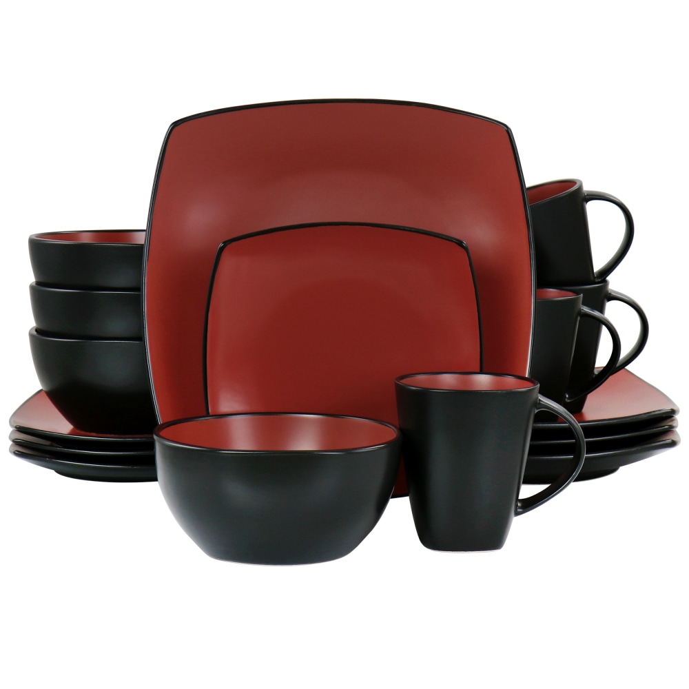 Gibson Soho Lounge 16-Piece Matte Glaze Square Dinnerware Set, Red MPN:995116286M