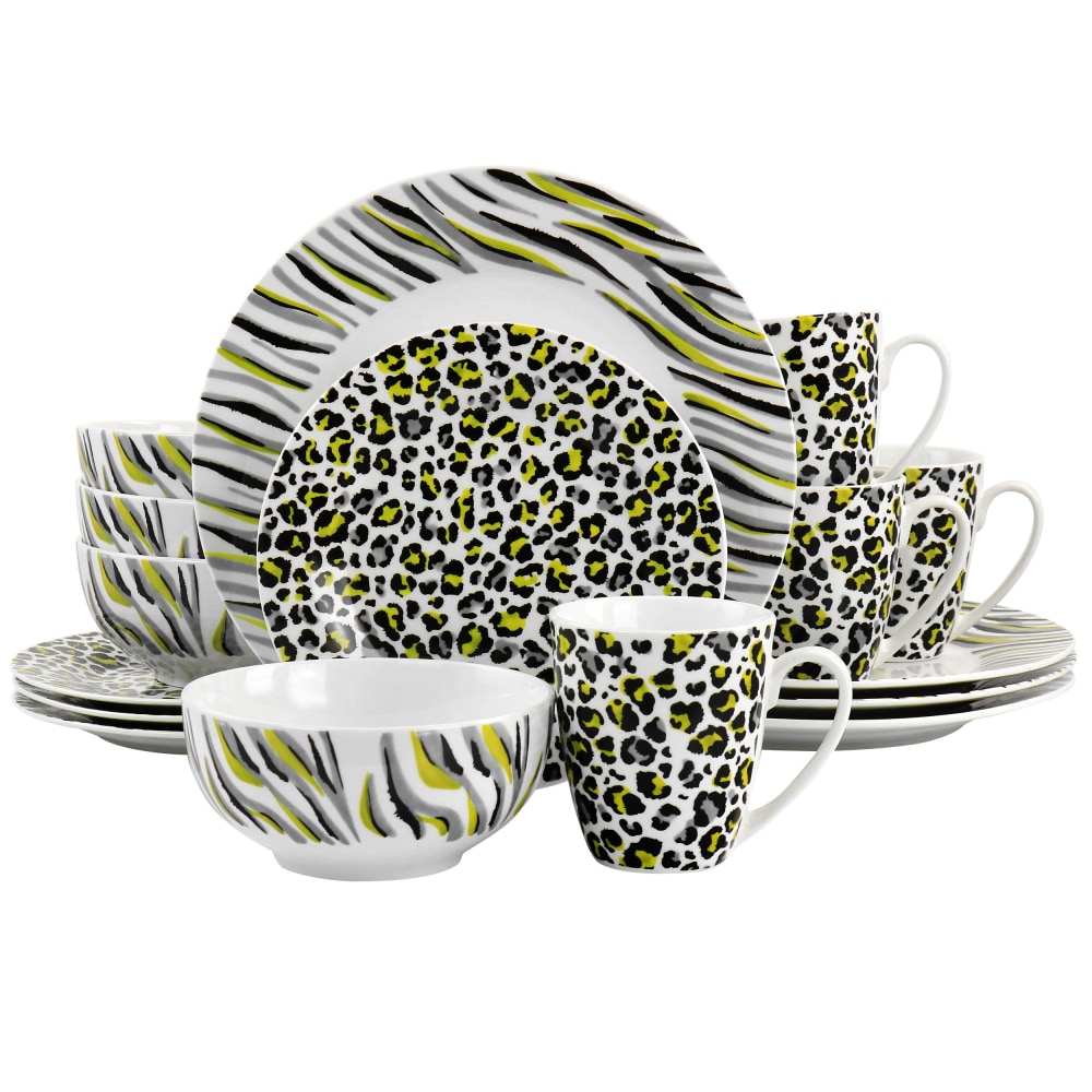 Gibson Home 16-Piece Fine Ceramic Safari Dinnerware Set, White MPN:995116938M