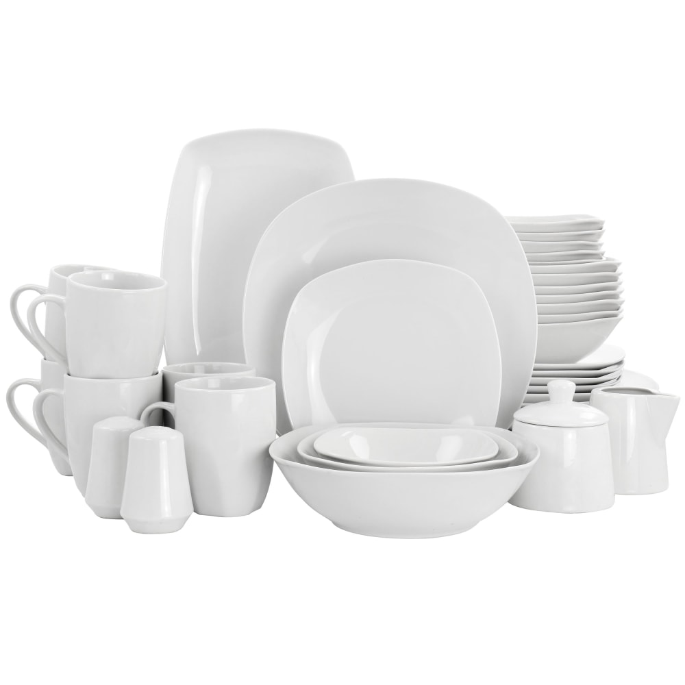 Gibson Home Classic Pearl Fine Ceramic 39-Piece Square Dinnerware Combo Set, White MPN:995117459M