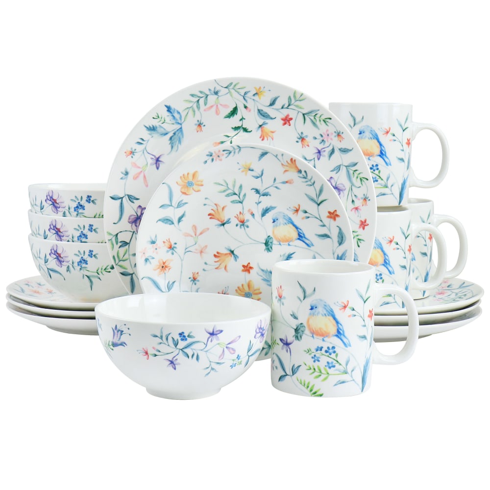 Gibson Home Butterfly Floral 16-Piece Fine Ceramic Dinnerware Set, White MPN:995117634M