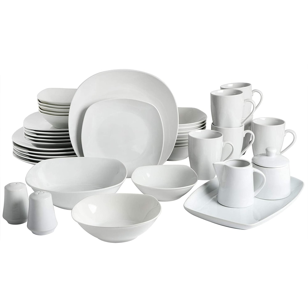 Gibson Home Classic Pearl 39-Piece Fine Ceramic Square Dinnerware Set, White MPN:995118021M