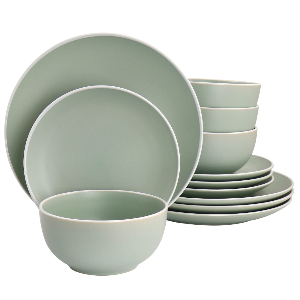 Spice By Tia Mowry Creamy Tahini 12-Piece Stoneware Dinnerware Set, Green MPN:995118132M