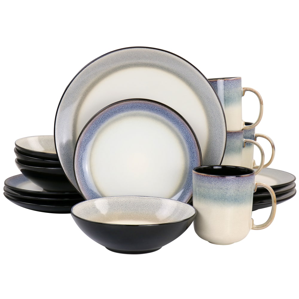 Gibson Elite Rings of Saturn 16-Piece Stoneware Dinnerware Set, Gray MPN:995118391M