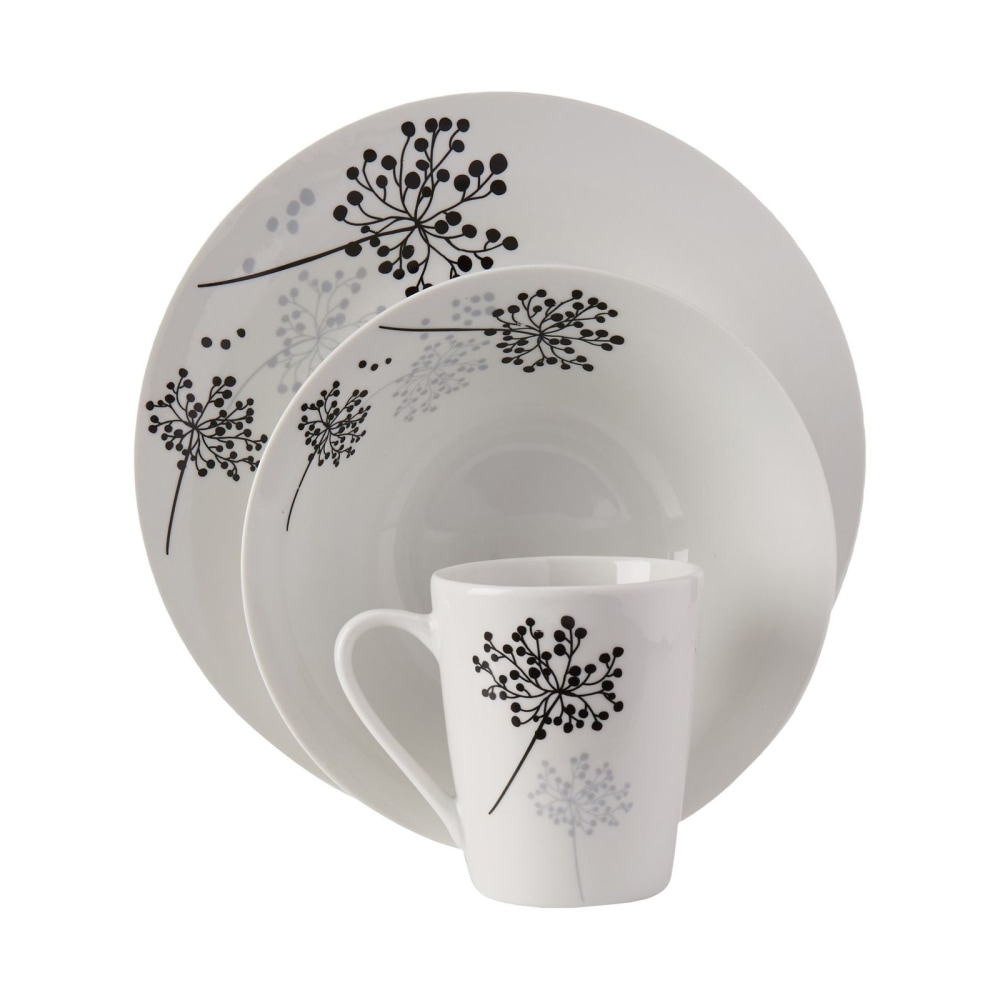 Gibson Netherwood 12-Piece Dinnerware Set, White/Gray, 99586766M MPN:99586766M