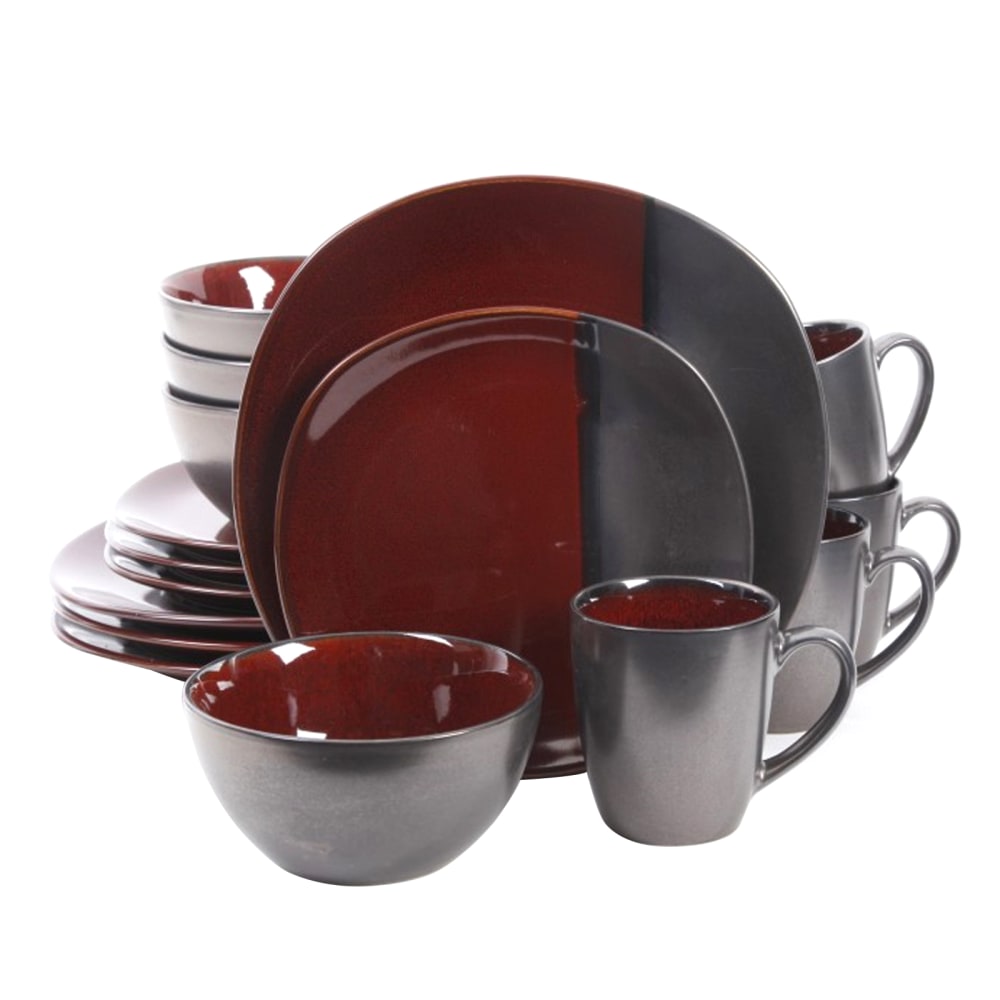 Gibson Volterra 16-Piece Square Dinnerware Set, Red MPN:99597355M