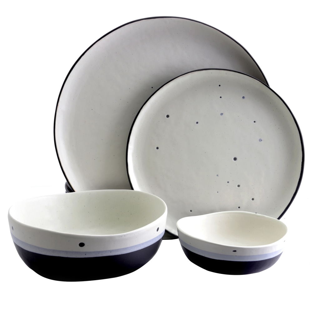 Gibson Elite Rhinebeck 16-Piece Stoneware Dinnerware Set, White/Blue MPN:99597565M