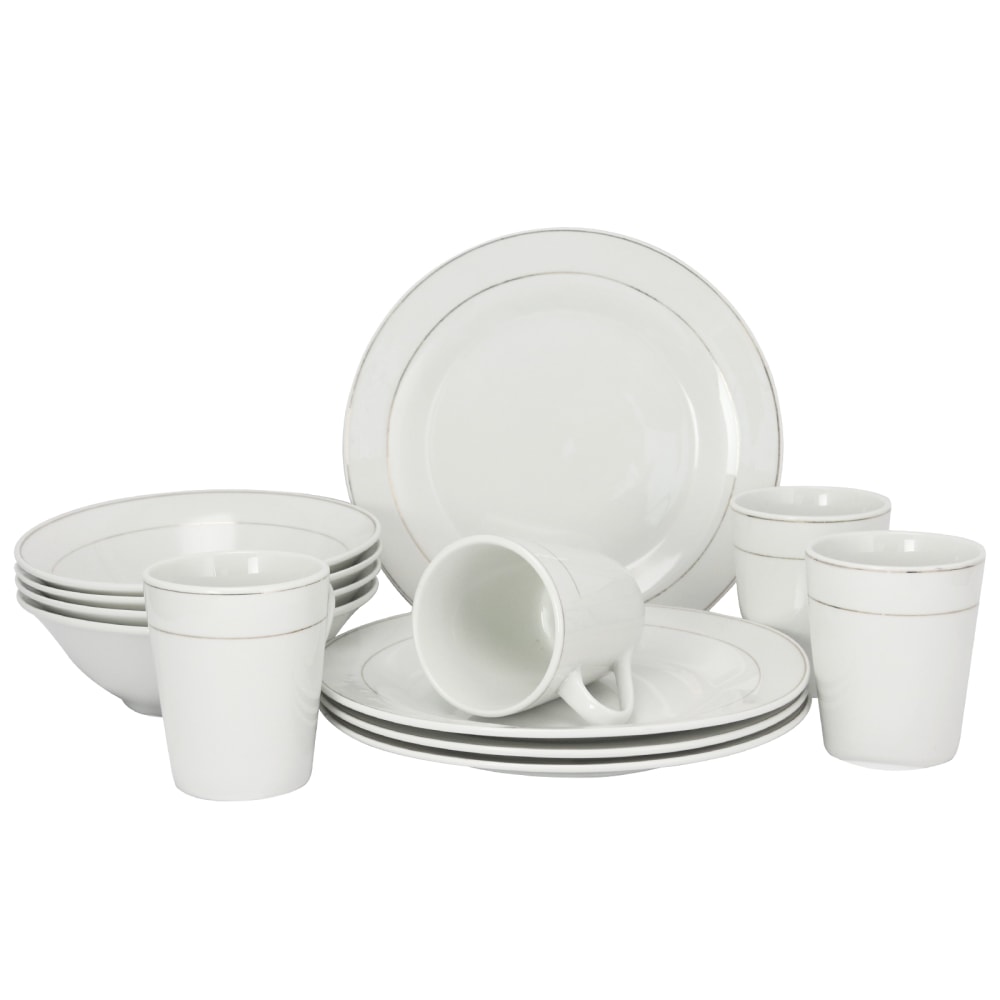 Gibson Home Tuxedo Deluxe 12-Piece Dinnerware Set, White/Gold MPN:99599950M