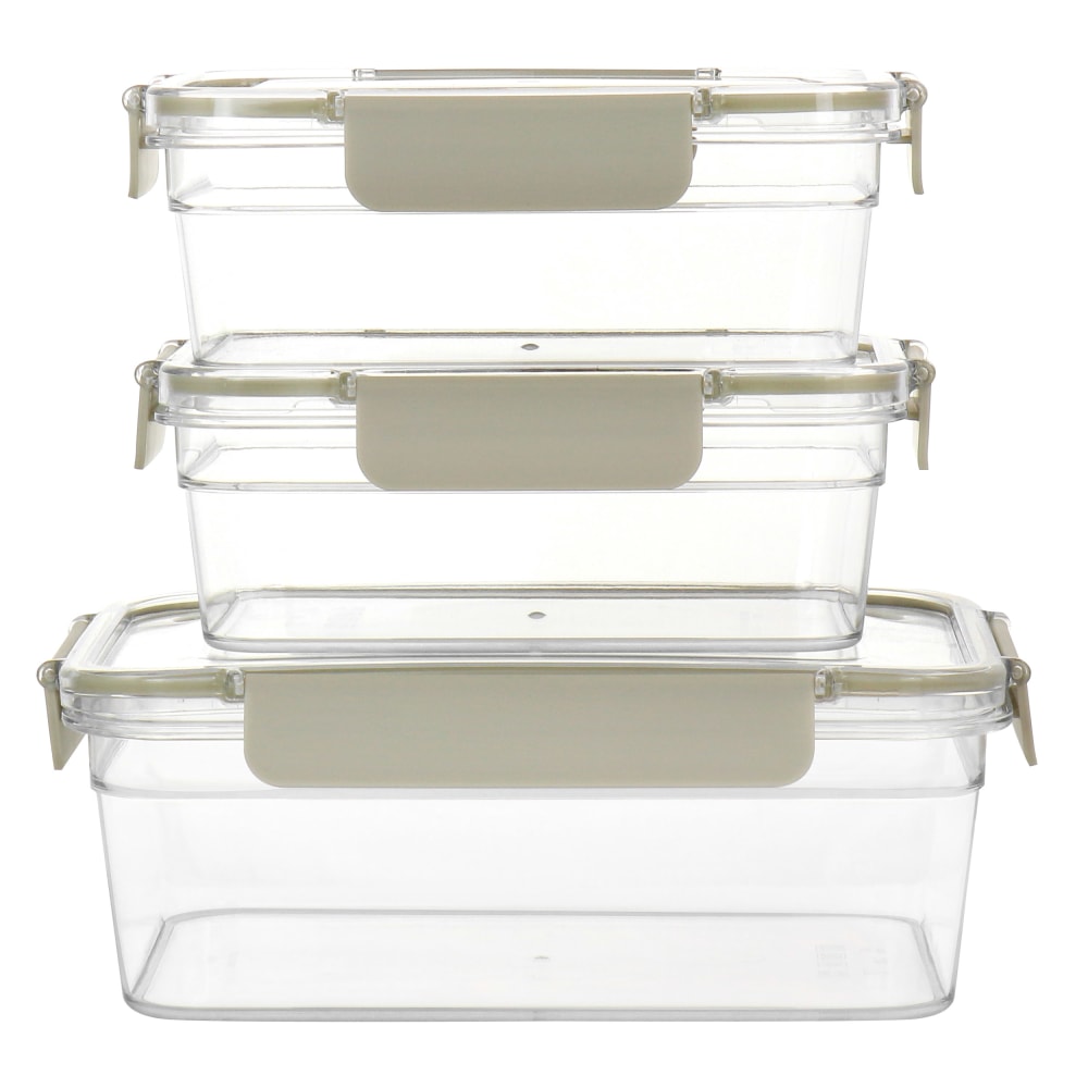 Martha Stewart 6-Piece Plastic Container Set, 3-1/2inH x 5inW x 8-3/4inD, Clear/Taupe MPN:995117528M