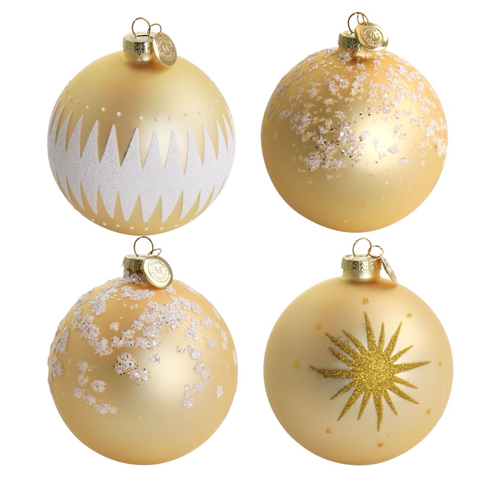 Martha Stewart Holiday Ball Ornament 4-Piece Set, 5inH x 4inW x 4inD, Gold MPN:995117508M