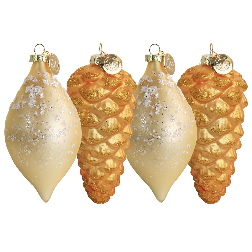 Martha Stewart Holiday Pointy Ball And Pinecone 4-Piece Ornament Set, Gold MPN:995117510M