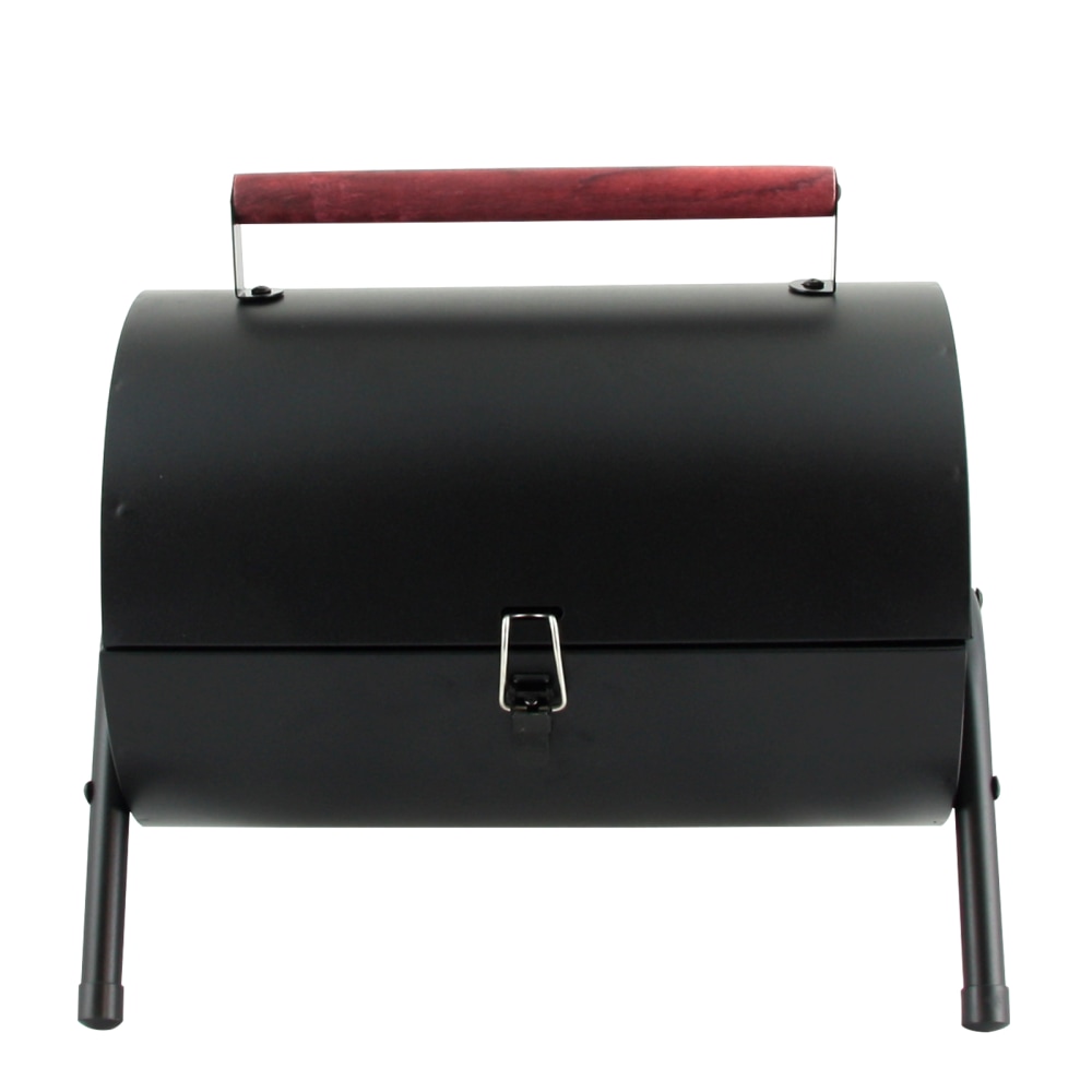 Gibson Home Delwin Carbon Steel Portable Barrel Charcoal BBQ Grill, 15inH x 14inW x 11inD, Black/Burgundy MPN:995101045M