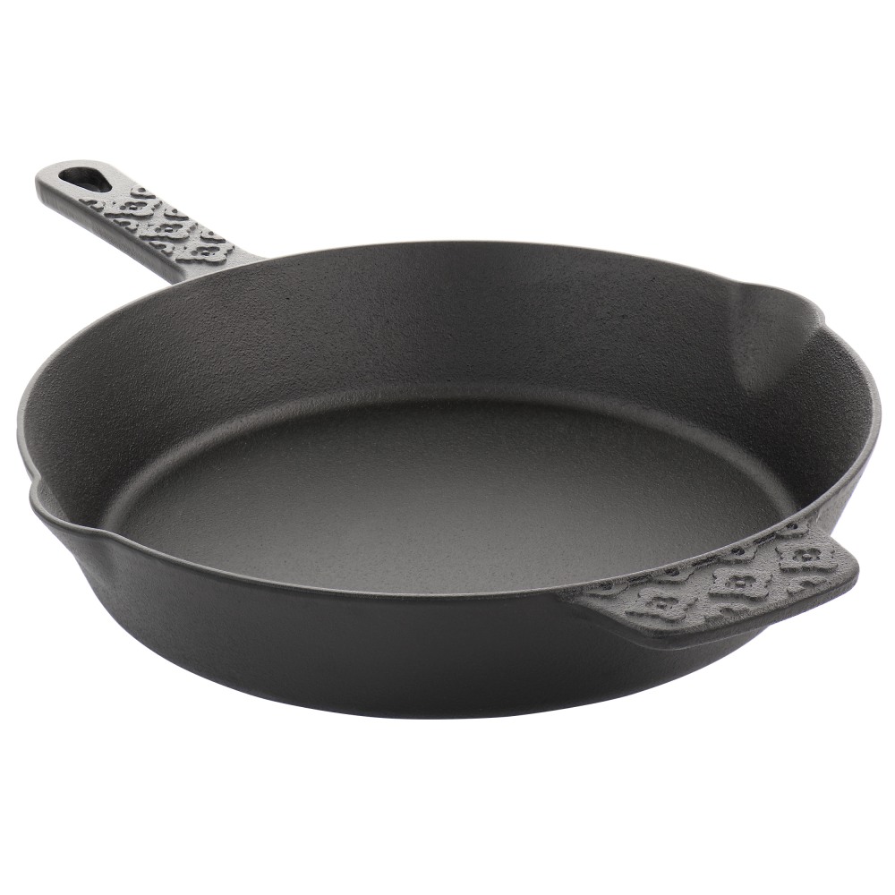 Spice by Tia Mowry Savory Saffron Cast Iron Skillet With Pouring Spouts, 12in, Black MPN:995118375M