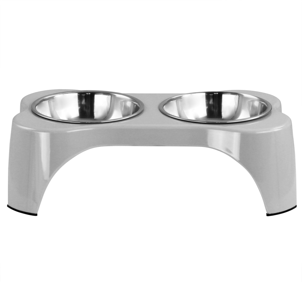 Gibson Home Bow Wow Meow 3-Piece Elevated Pet Bowl Dinner Set, Gray MPN:995117564M