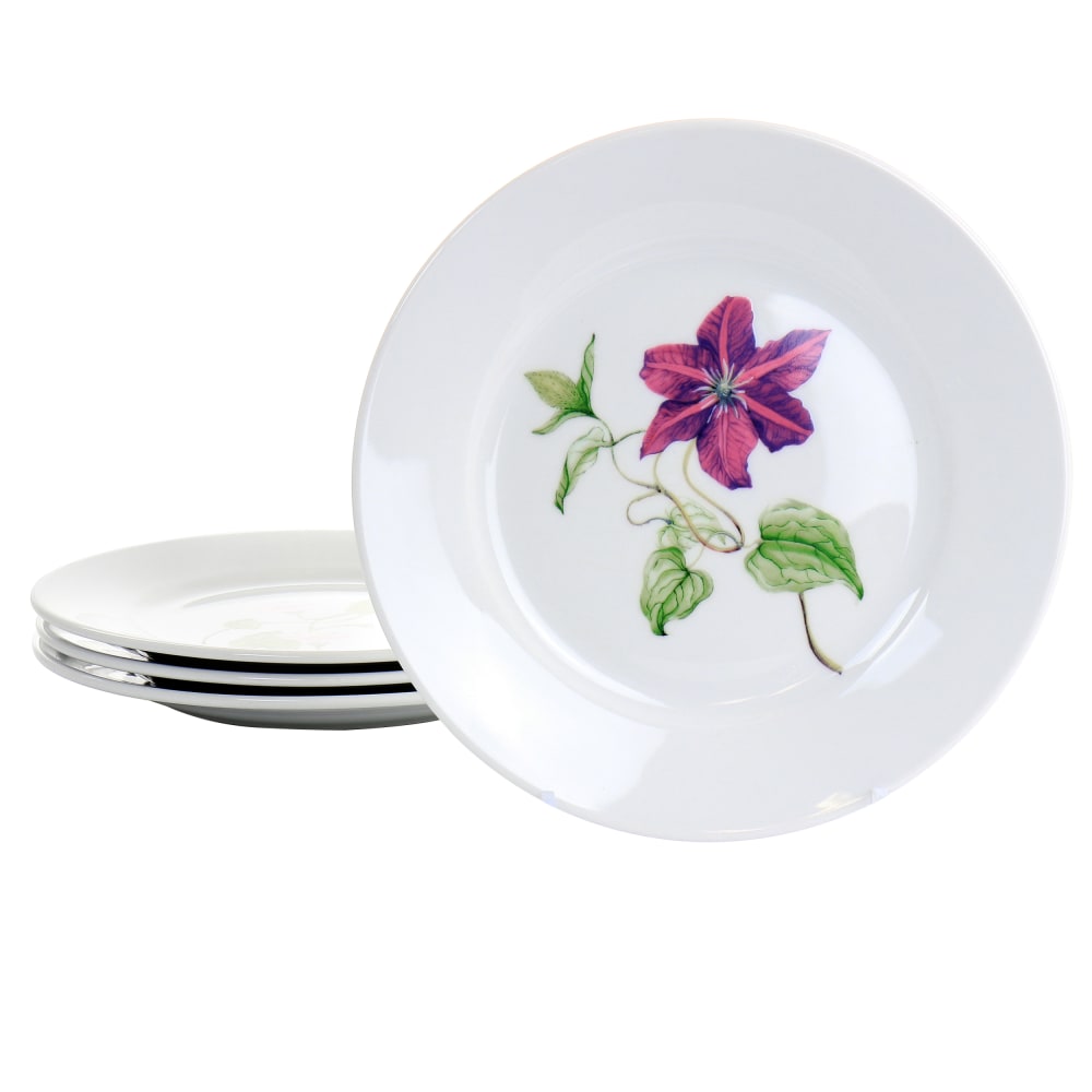 Martha Stewart Botanical Garden 4-Piece Ceramic Dessert Plate Set, 8in, White/Assorted Designs MPN:995116728M