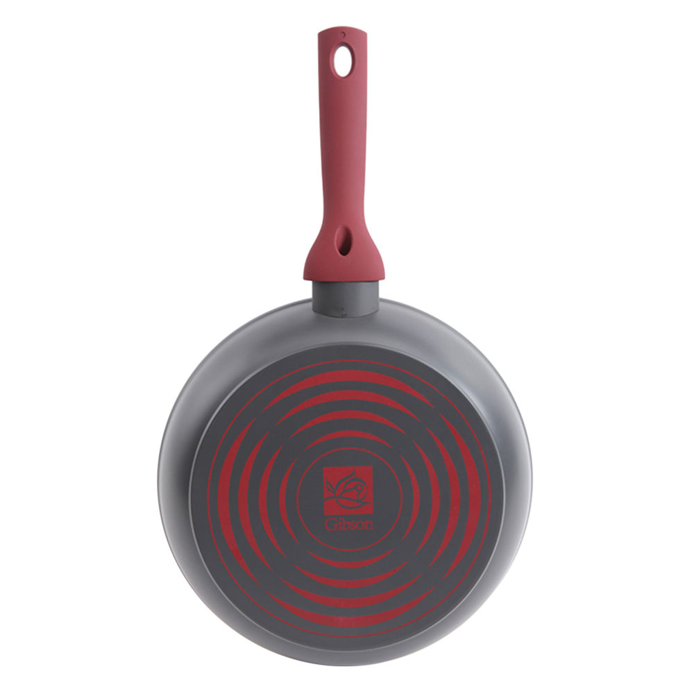 Gibson Home Marengo Aluminum Frying Pan, 12in, Red/Gray MPN:995100888M
