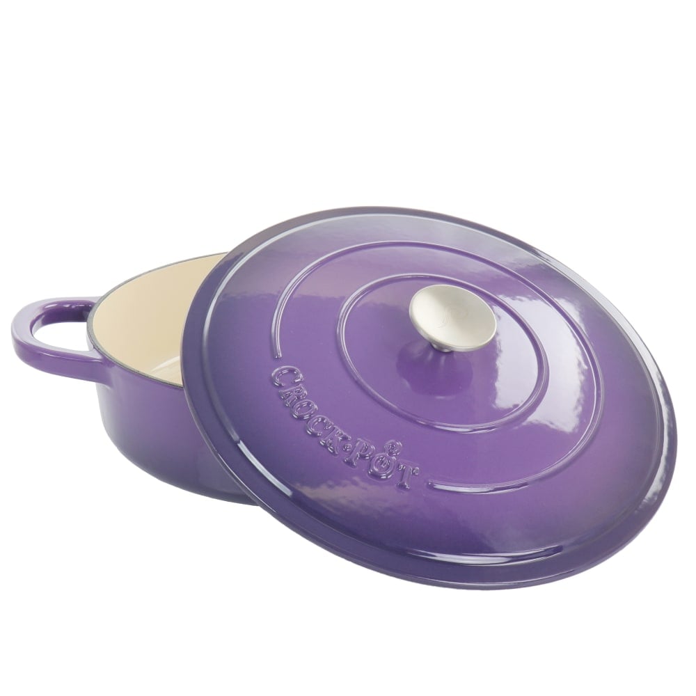 Crock-Pot Artisan 2-Piece Enameled Cast Iron Braiser Pan, 5 Quart, Lavender MPN:995114730M
