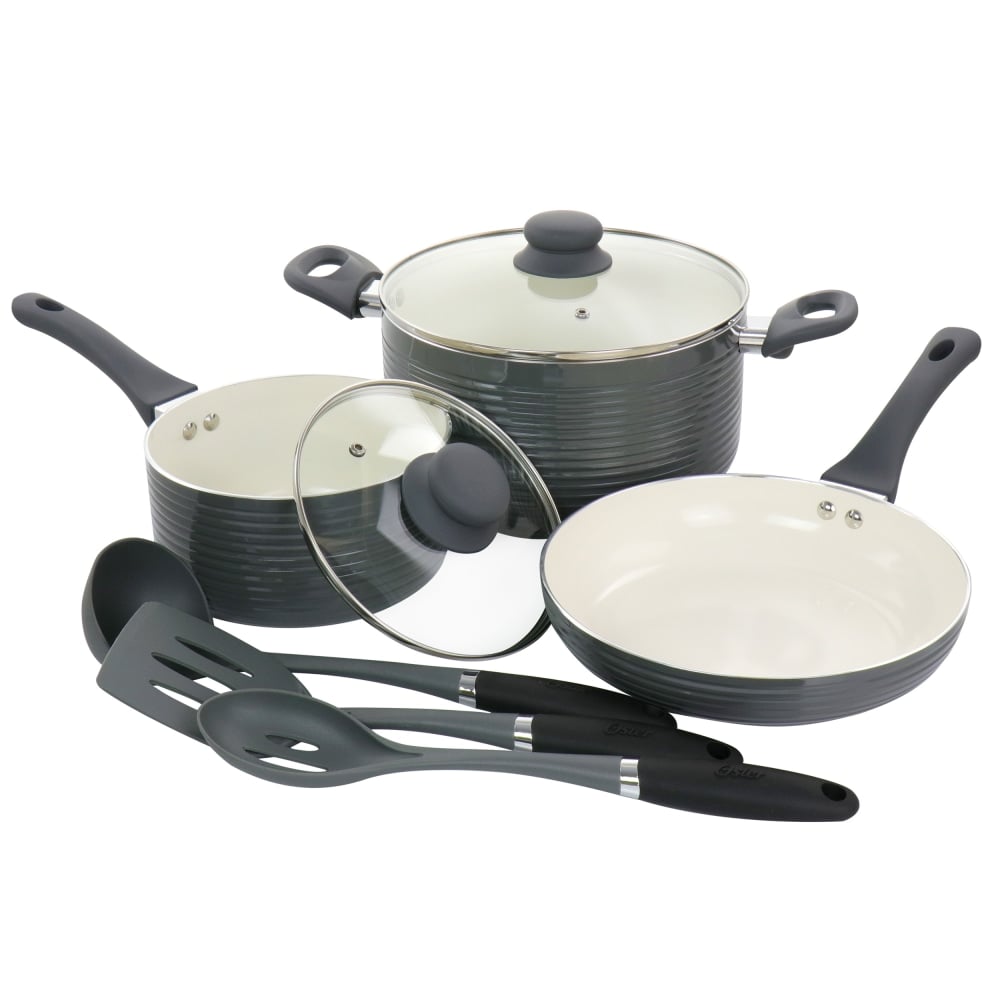 Oster Ridge Valley 8-Piece Aluminum Non-Stick Cookware Set, Gray MPN:995115186M
